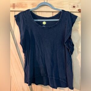 Daily Practice ruffle sleeve tank - navy - S